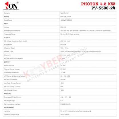 1ON Photon Pro Hybrid Inverter PV-5500-24 (4.2KW)