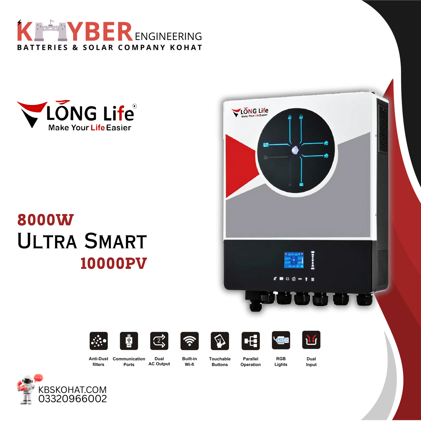 LongLife Ultra Smart 8000W Hybrid Inverter (10000PV)